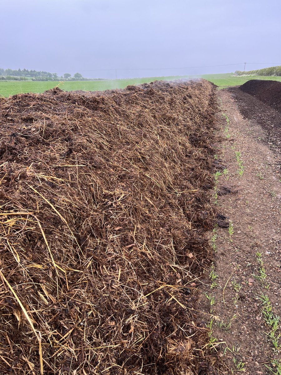 PadwickNick's tweet photo. Compost recipe seems to be working, constructed on Wednesday turned now over 70° C ready for its second turn. #wildkenhill #wildfarmed https://t.co/AE9fGkaaT0
