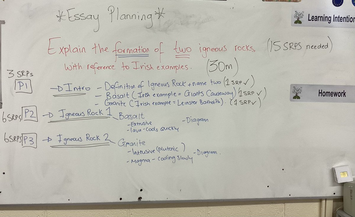 Scaffolded essay planning for my 5thyrGeog class #revision First essay in the grid is modelled on the board through whole-class collaboration. Students complete other essay plans individually or in pairs using marking schemes to dictate success criteria. #edchatie <a href="/stjosephsrush/">St Joseph's Rush</a>