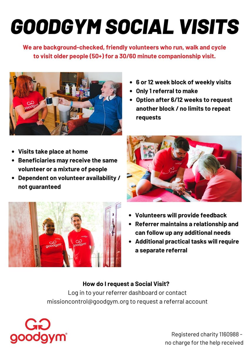 In need of companionship, Age 50+, need assistance with practical tasks such as shopping. Contact a new free service provided by @GoodGymBromley, a #volunteer service funded by @LBofBromley & @SELondonICS. @goodgym @OneBromley @BTSEorg @age_uk @BromleyGPs @bromleyhcare