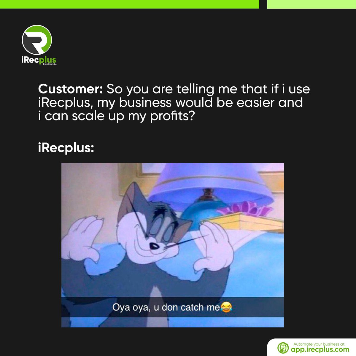 IRecplus's tweet photo. Do you like good things?
If your answer is no you're on your own o!
iRecplus is here to make sure your business doesn't stress you ever again.
Get your free 7 days trial today https://t.co/sffntaYkBC
#iRecplus #business #entrepreneurship #businessowner #entrepreneur https://t.co/O1fdceO8Dz