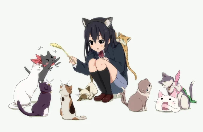 #クロスオーバー画像をあげる見た人もやる 昔描いたやつですが 京アニ作品のにゃんこ