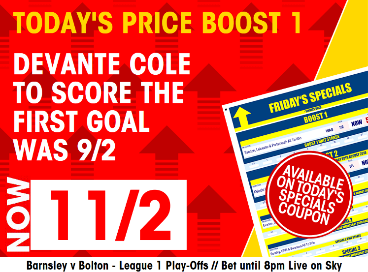 BetCentralBet's tweet image. ⚽ Barnsley v Bolton
⏰ 8pm
📺 Sky

#PRICEBOOST
#Playoffs