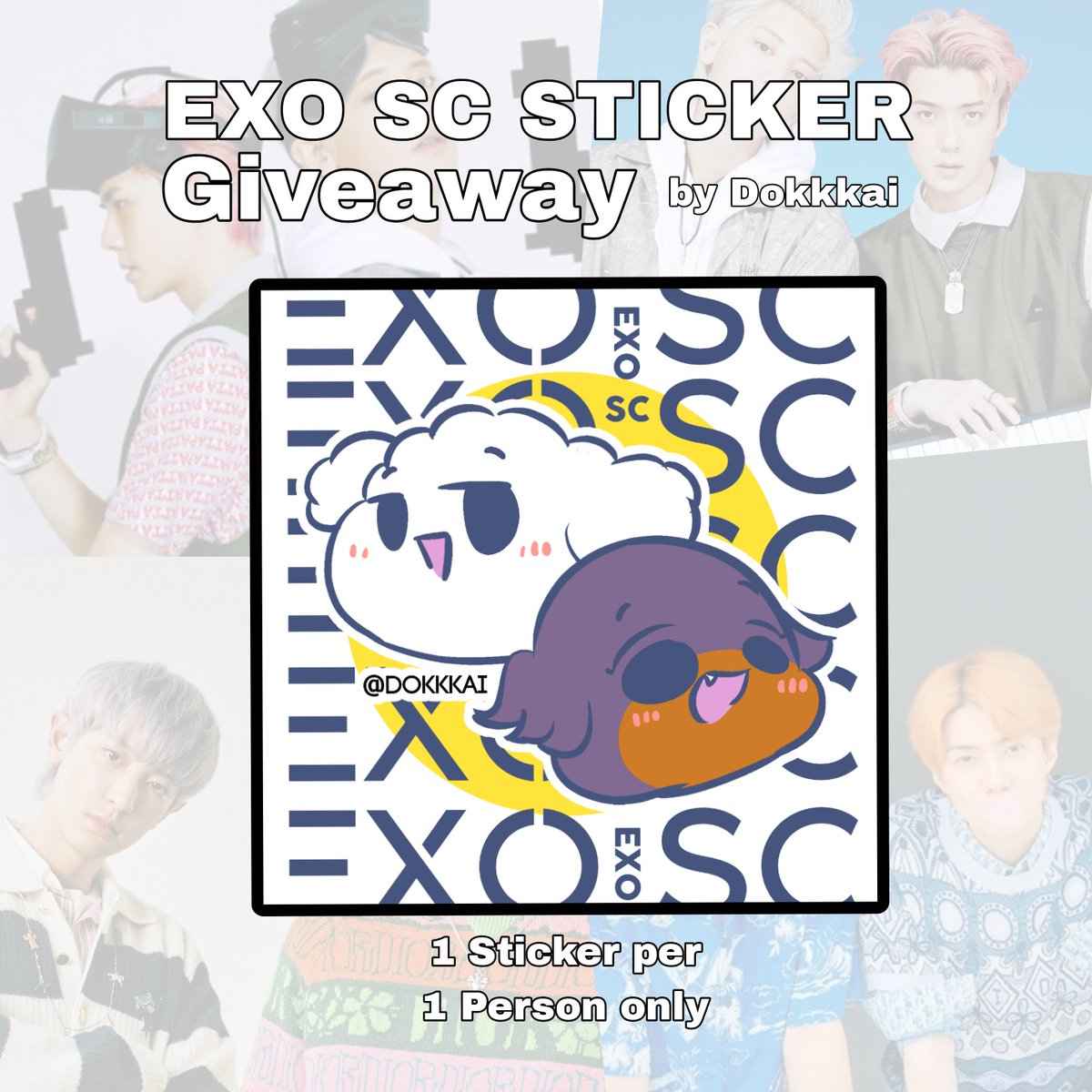 EXO SC  BACK TO BACK STICKER GIVEAWAY!✨✨

I'll be giving away some small SeChan Pup stickers tomorrow, will announce my location around 1-3 pm.

SEE YOU!! 

#EXOSCinMNL #EXOSCinManila #EXOSC_BACKTOBACK_IN_MNL