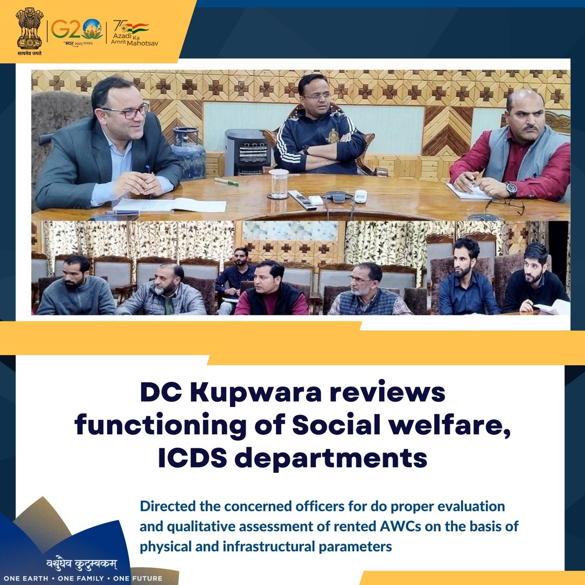 infokupwara's tweet image. #ProgressingJK
DC Kupwara reviews functioning of Social Welfare and ICDS department ; directions concerned officers to do proper evaluation and qualitative assessment of rented AWCs 
#G20Kashmir 
@diprjk
@PIBSrinagar 
@ddnews_jammu 
@ddnewsSrinagar
@NITIAayog