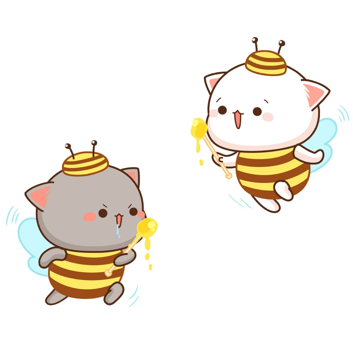 PeachLovesGoma's tweet photo. Bee-utiful companions buzzing with feline excitement!

#cutecats #peachcat #mitaocat #mochipeachcat #CatsOfTwitter https://t.co/k16deyOdy5