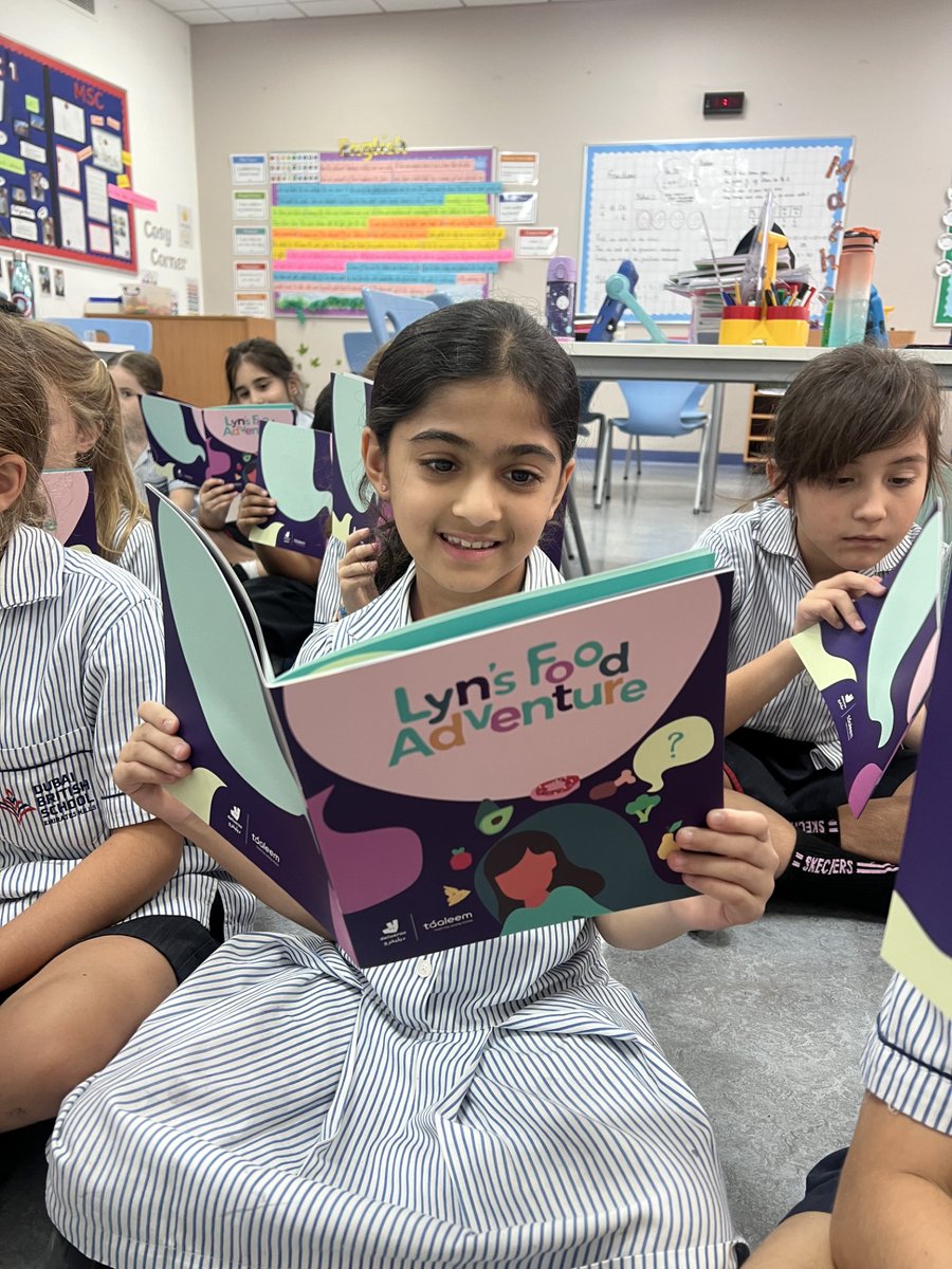 DBS_Year3's tweet photo. Year 3 have loved story time today, especially reading from their very own copy of Taaleem's newly published book Lyn's Food Adventure in collaboration with Deliveroo. We had some great discussions around the topic of food wastage. Thank you @Taaleem!

@DubaiBritishEH https://t.co/xGioMP3S2U