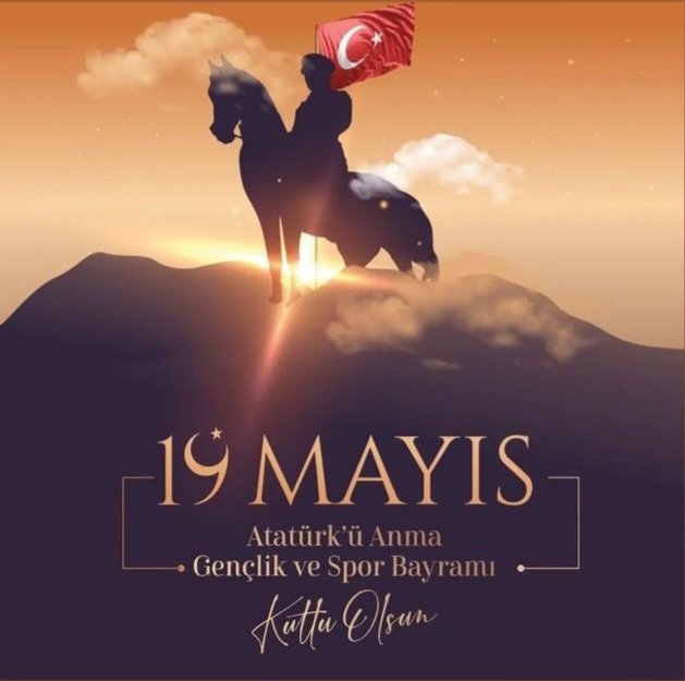 Milletin istiklâlini yine milletin azim ve kararı kurtaracaktır. Vatanımız için canlarını feda eden aziz şehitleri ve Ulu Önder Mustafa Kemal Atatürk'ü rahmet, minnet ve saygıyla anıyorum.
19 Mayıs Atatürk'ü Anma Gençlik ve Spor Bayramınız kutlu olsun. 🇹🇷
