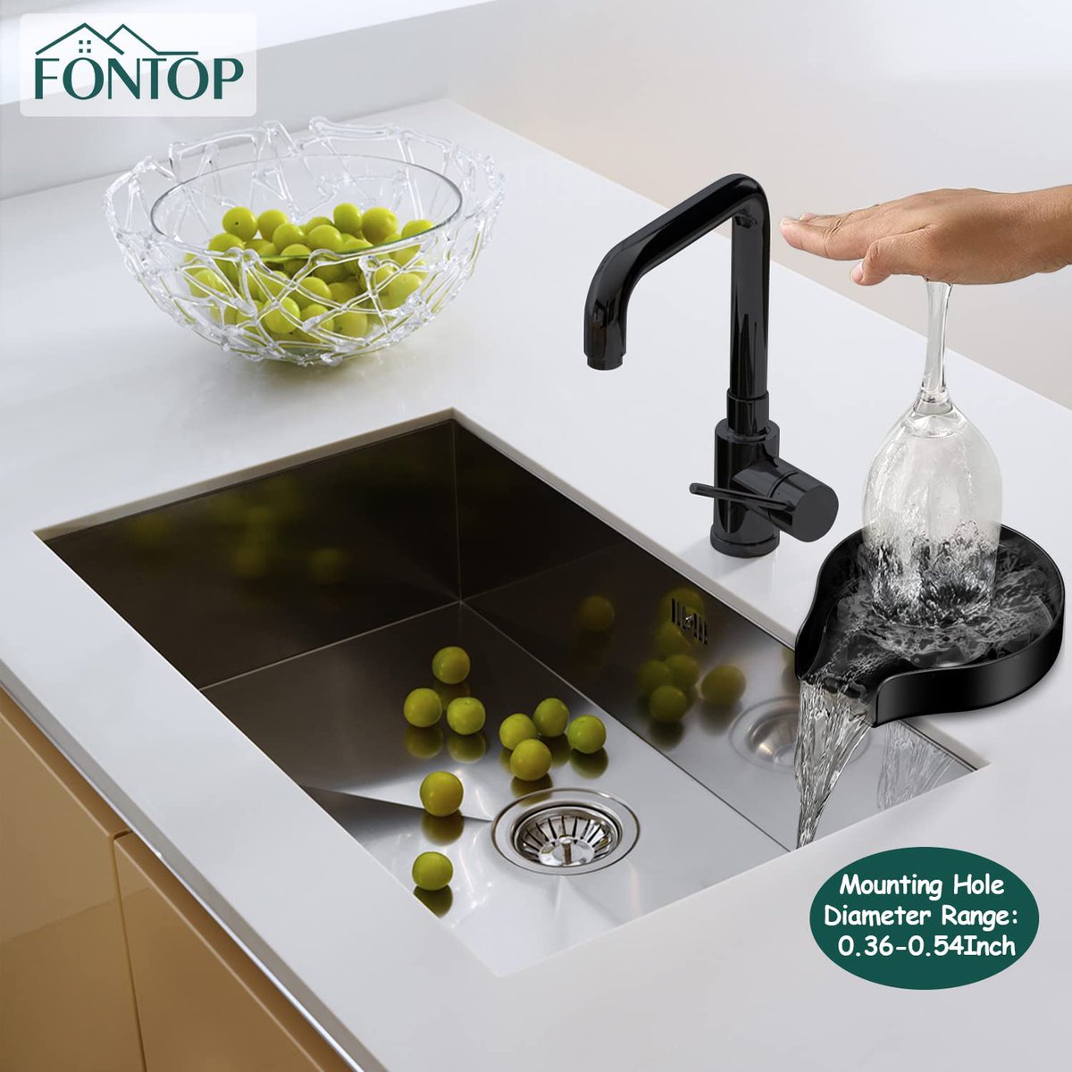 FONTOP_US's tweet photo. FONTOP glass rinser for kitchen sink, wide enough to wash out cups Drinkware with an opening diameter of 0.6 to 4.2 inches. Like wine glasses, baby bottles, coffee mugs, sports bottles, cocktail shakers, etc.

#fontop #glassrinser #cupwasher #kitchen #clean #kitchenhacks https://t.co/xs1mra0zKh