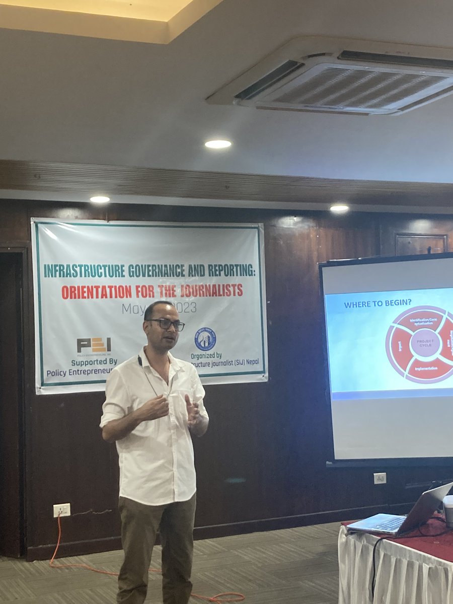 Tweet2PEI's tweet photo. PEI’s @Anurag_Acharya taking a session on infrastructure governance and accountable infrastructure reporting 
#ThinkingPolitically #Nepal https://t.co/GXZr7jYdTS