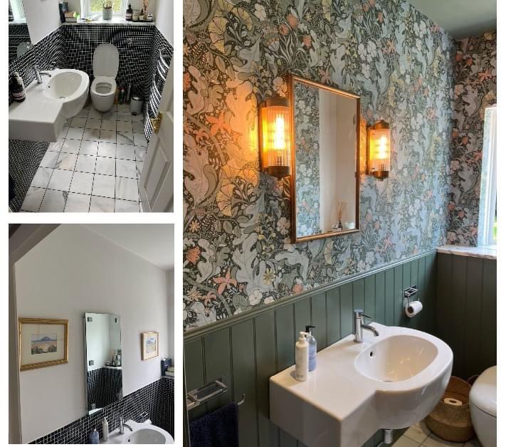 HandymanWindsor's tweet photo. A repeat client in Windsor was keen to update their cloakroom with panelling, wallpaper, new lights and mirror.

It looked like a different room afterwards and the client was really pleased with how it turned out.
#windsor #handyman #homedecor https://t.co/iA7UwkDWif