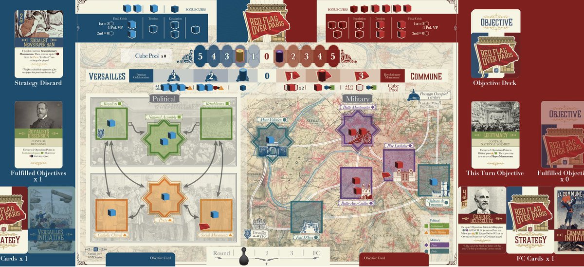 Poilu17's tweet photo. Playing a teaching game PBEM of #RedFlagOverParis by @fredserval.  It's been a while since I've had it on the virtual table, but I marvel again at what a fabulous enhancement of the #FortSumter engine.  Right now I have a good start with Versailles, but it's just the start... https://t.co/zpw84zOjqf