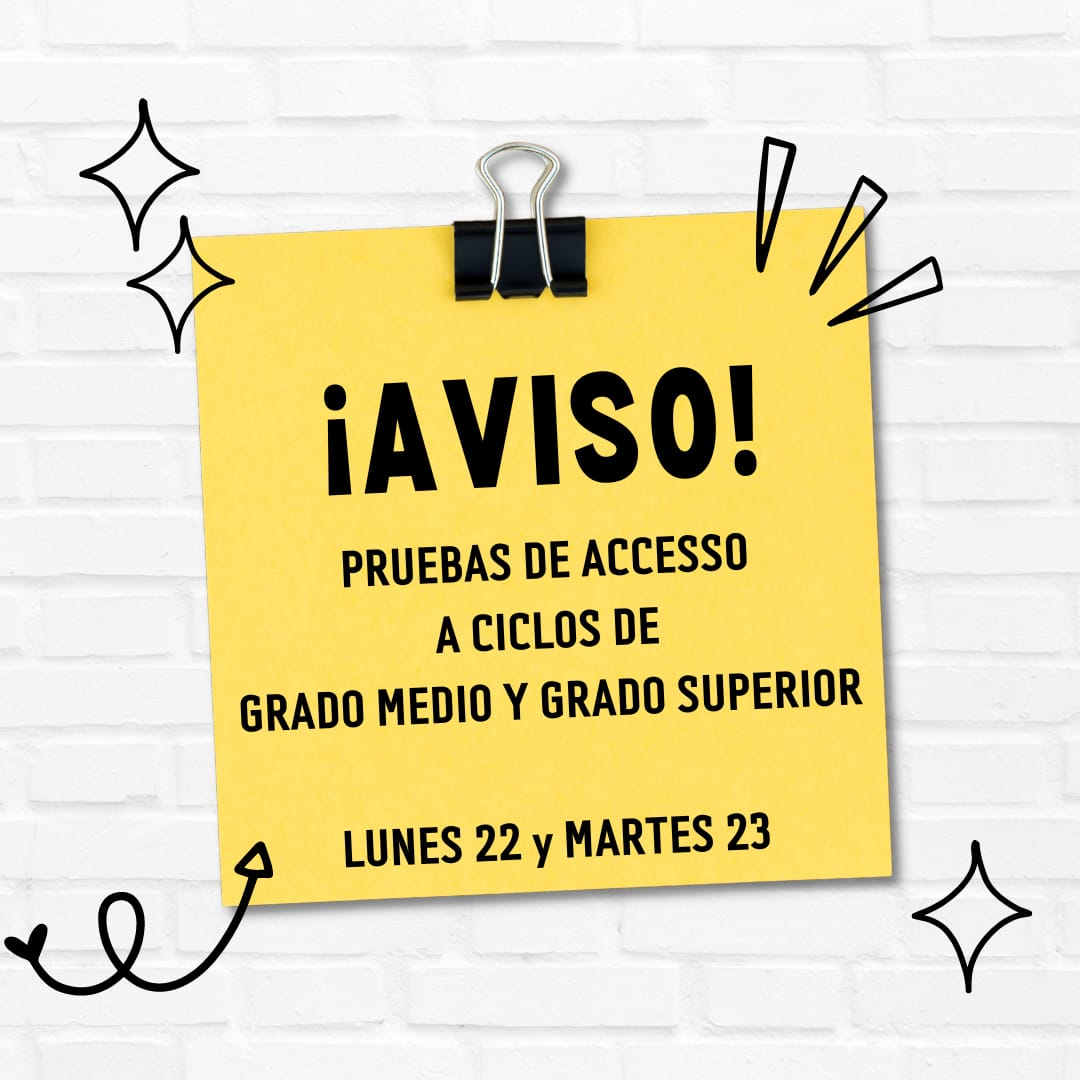 FPValencia's tweet photo. 📢 PRUEBAS DE ACCESO A CICLOS DE GRADO MEDIO Y GRADO SUPERIOR
22 y 23 de mayo
¡Que no se te olvide!
#formacionprofesional #gradomedio
#gradosuperior #fpvalencia https://t.co/EmjUkwLor2