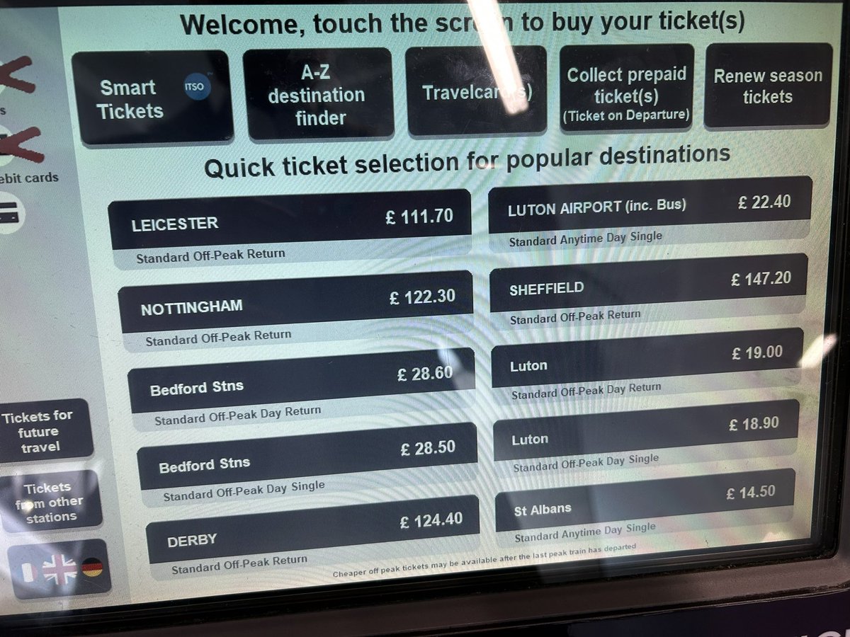 KX St. Pancras Station - quick ticket fares for morning train travel to Mids/South Yorks.

We will never grow our regional economies or see any of the meaningful modal shifts required to meet NZ2050 if fares continue to be so extortionate.