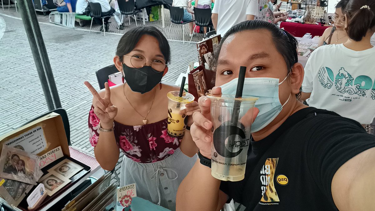 It's an honor to meet <a href="/faefaedraws/">Fae 🧚‍♀️🇵🇭 is IA</a> in the flesh! Meeting an artist you met online in person hits differently!

It was nice meeting you! Good luck on your booth and congratulations! We're hiding our full identity by wearing masks 😂
