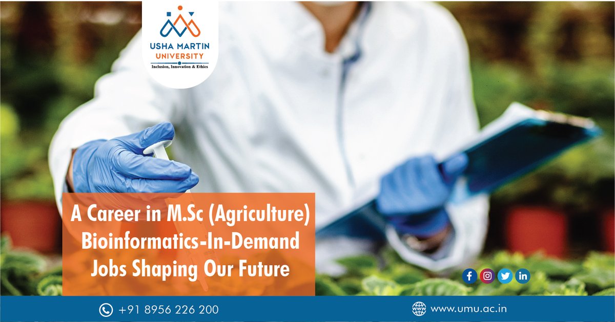 Career in M.Sc (Agriculture) Bioinformatics-In-Demand Jobs Shaping Our Future
Read More: bit.ly/3BG9WqL
#agriculturecourse #ushamartinuniversity #admisisonopen2023 #bioinformatics #applynow