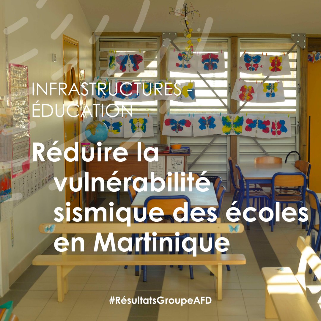 AFD_France's tweet photo. #RésultatsGroupeAFD
🏘️En #Martinique, 4 #écoles seront mises aux normes parasismiques et paracycloniques : près de 596 élèves, enseignants et personnels seront protégés contre ce risque #naturel. #AFDxUE
#OnDitOnFait➡️https://t.co/6Ge4vzLvzM https://t.co/ti57C8YIgI