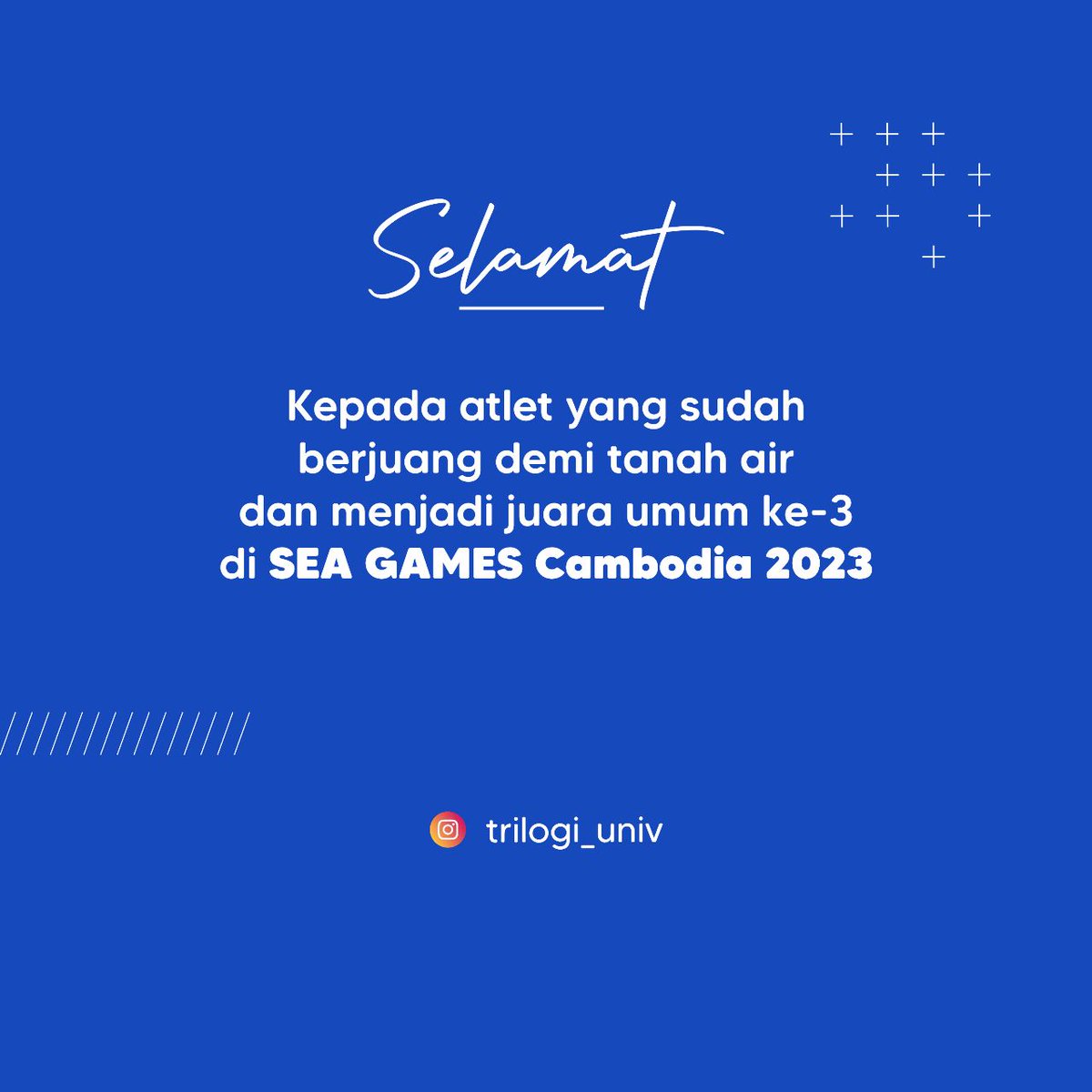 Selamat untuk para atlet Indonesia yang sudah berjuang demi tanah air!!🎉✨️

-
#UniversitasTRILOGI #TrilogiUniversity #universitas #infokampus #kampusjakarta #perguruantinggi #kampusmerdeka #jakarta #kuliah #Trilogi #PMB #Mahasiswa #DaftarKuliah #JoinTrilogi #SEAGames2023