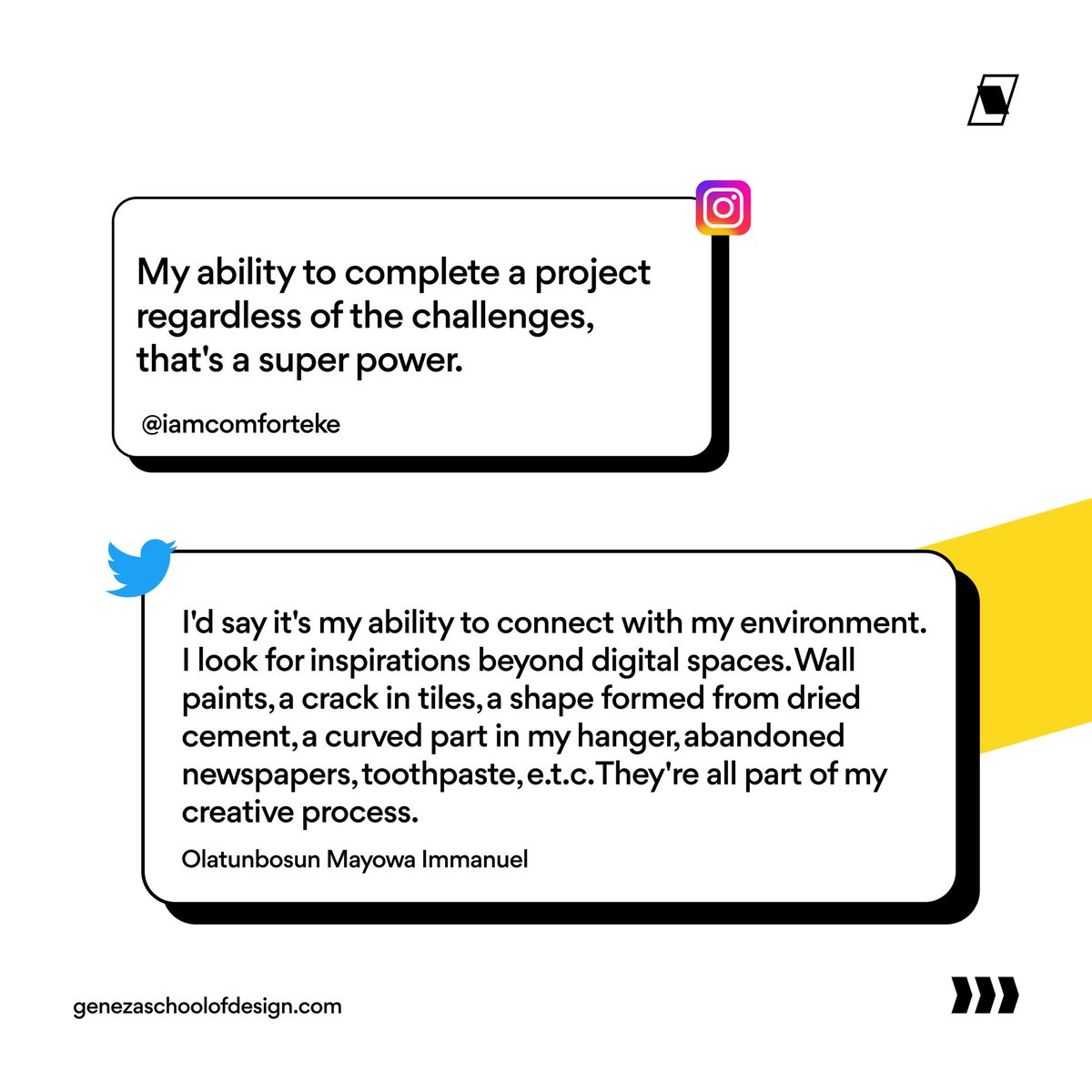 genezaschool's tweet photo. Every designer has a unique skill/trait that makes them an amazing designer
Thank you for sharing with us!๐คฉ
#genezaschool #uidesigner #uiux #designyourworld https://t.co/JD8fUIK6PY