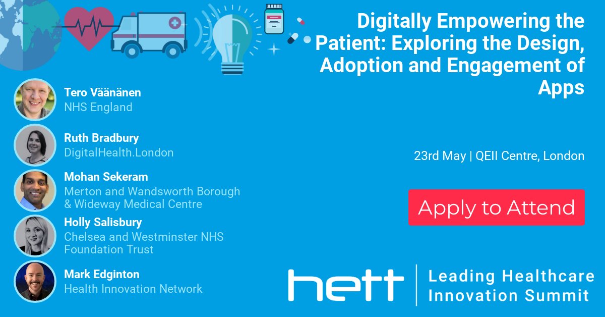 HETT Show (@hettshow) on Twitter photo 📢 #LHIS23 session update! The session 'Digitally Empowering the Patient: Exploring the Design, Adoption and Engagement of Apps' will be joined by Mark Edginton, <a href="/teropsv/">Tero Väänänen</a>, <a href="/SekeramMohan/">Mohan sekeram</a>, <a href="/RuthBradburyNav/">Ruth Bradbury</a> & @hsalisburypm. Apply for your pass to the Summit ➡️hubs.la/Q01P_nTs0 📢 #LHIS23 session update! The session 'Digitally Empowering the Patient: Exploring the Design, Adoption and Engagement of Apps' will be joined by Mark Edginton, <a href="/teropsv/">Tero Väänänen</a>, <a href="/SekeramMohan/">Mohan sekeram</a>, <a href="/RuthBradburyNav/">Ruth Bradbury</a> & @hsalisburypm. Apply for your pass to the Summit ➡️hubs.la/Q01P_nTs0