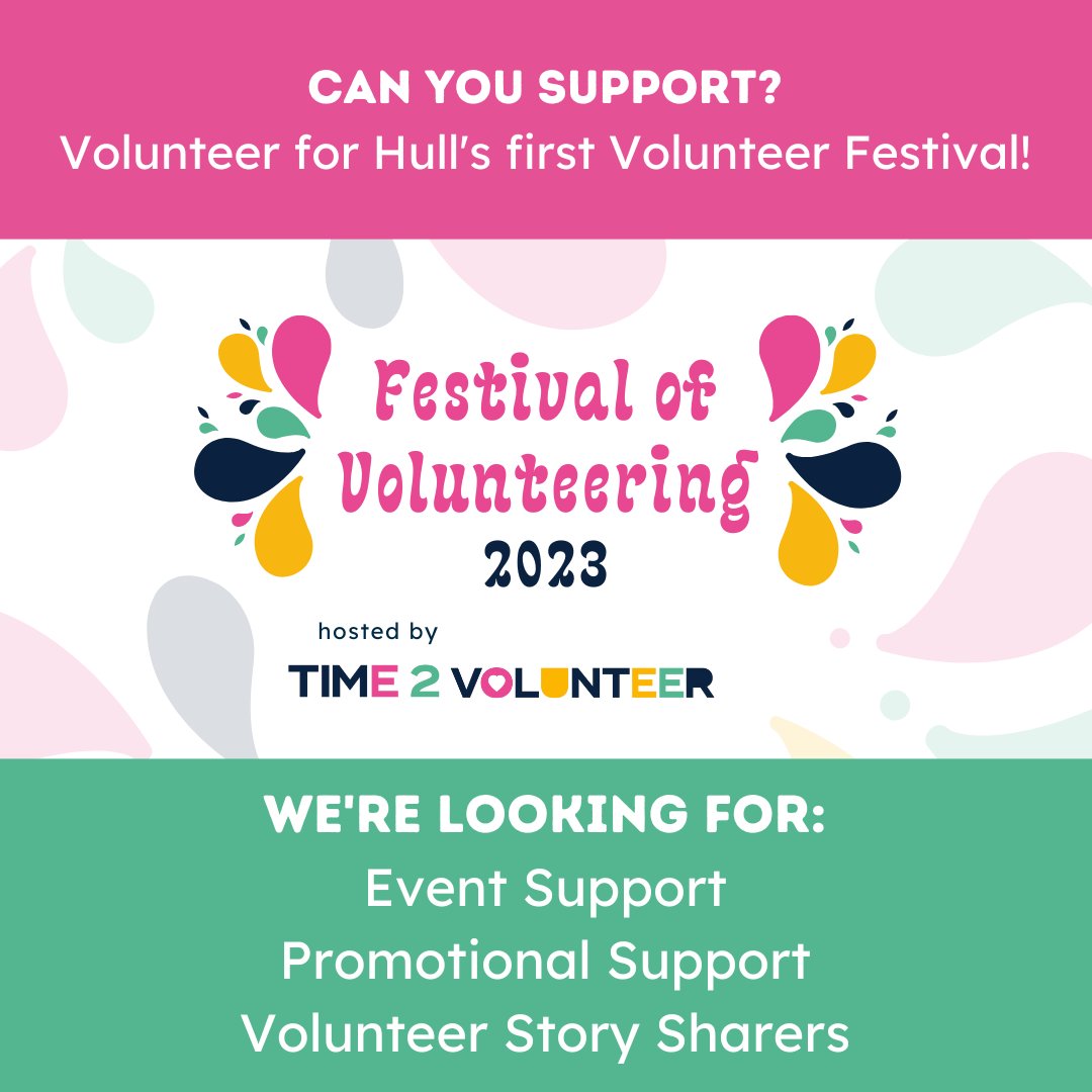 hullcvs40's tweet photo. Be a part of history with Hull’s first Festival of Volunteering.

We’re looking for volunteers to help promote the event far and wide. If you enjoy speaking to people and sharing the value of volunteering, help us and make a difference:

https://t.co/DNcRZVJ0Xp https://t.co/q8MJzhanr3