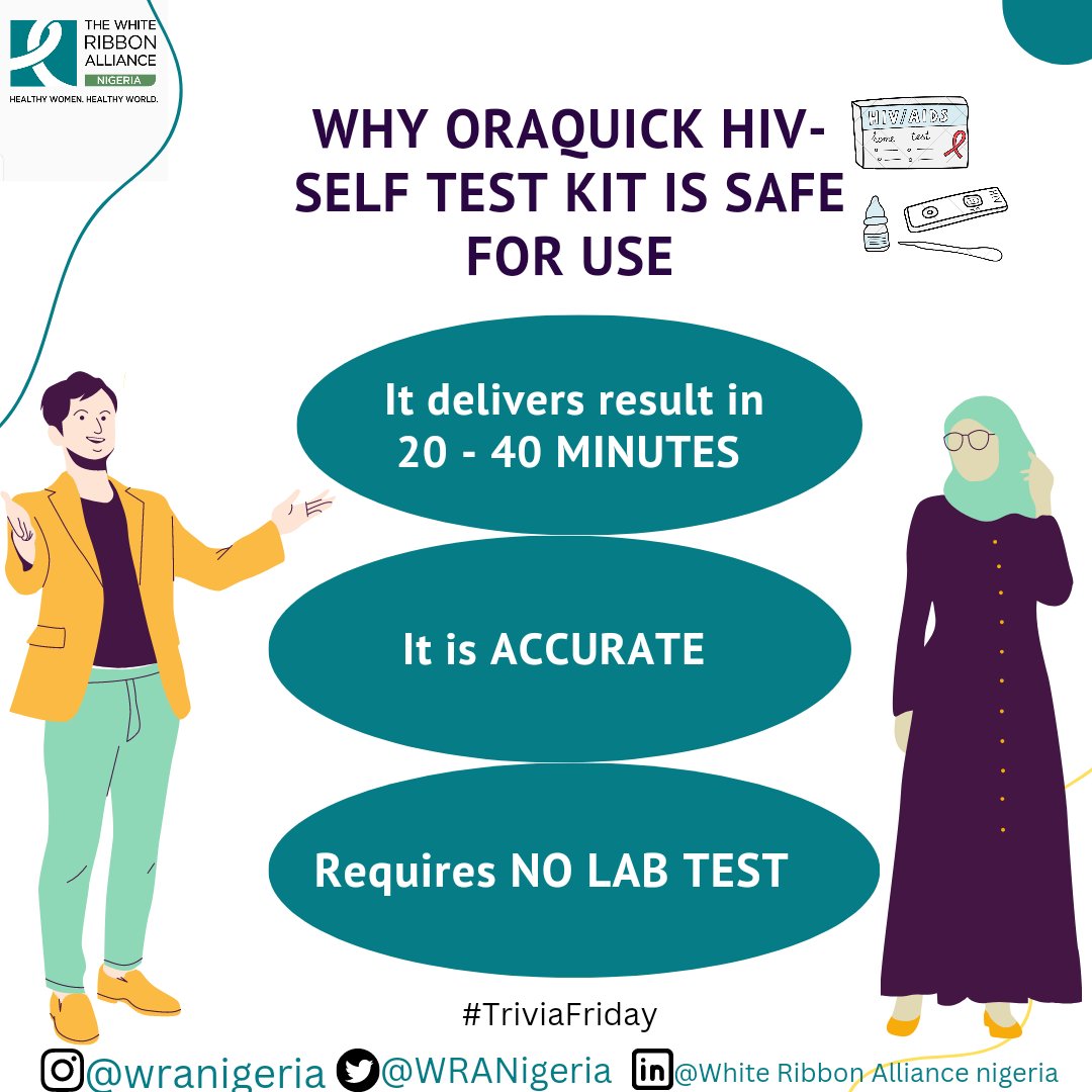 WRANigeria's tweet photo. Are you aware that you can easily test for HIV yourself using Oraquick HIV-self test kit?

Know your HIV status today using Oraquick!
#HIV #GetTested #SelfCare https://t.co/v2hSbfdadz