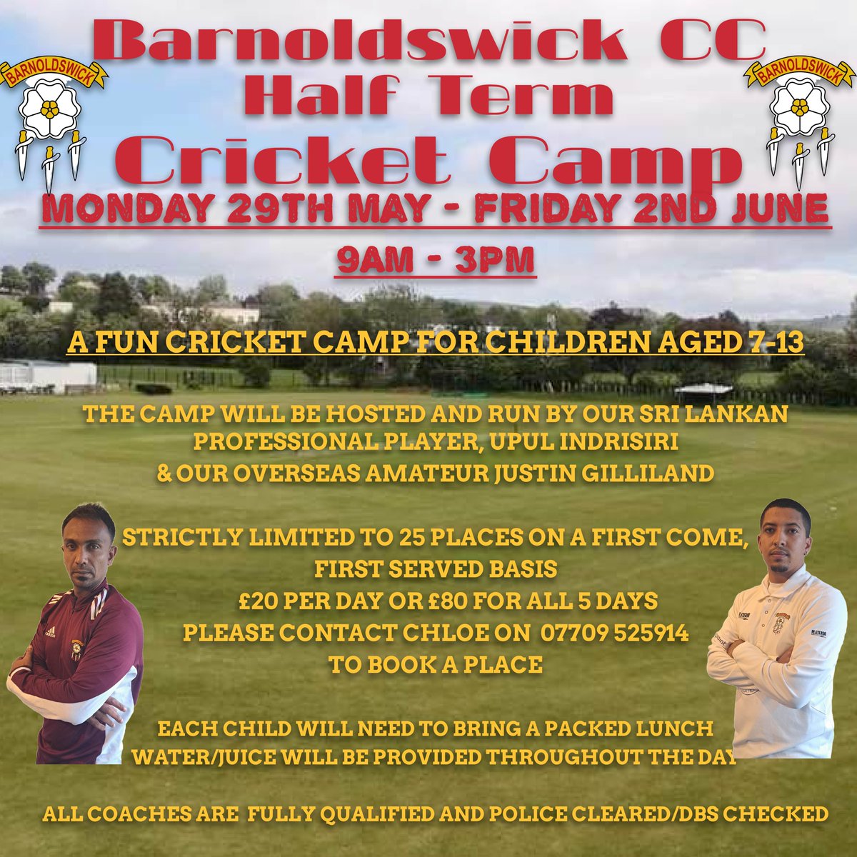 BarnoldswickCC's tweet photo. We are delighted to announce our Spring Bank Holiday Cricket Camp here at Barnoldswick Cricket Club.
Details below ⬇️🏏 https://t.co/MjAPI413iN
