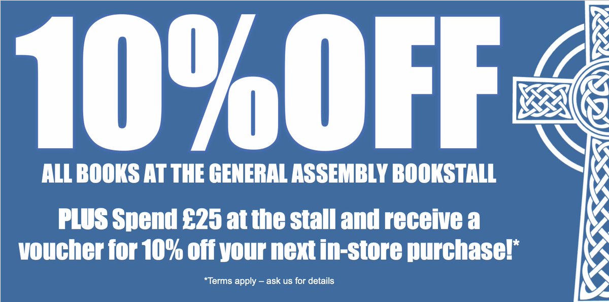 CornerstoneEdin's tweet image. We're looking forward to seeing you at the #GeneralAssembly. We're thrilled to announce a SPECIAL OFFER of 10% OFF all books bought from the stall during the Assembly. So don't forget to pack your plastic, and come and see us!#REmemberWhoYouAre #ChurchofScotland #betterbuyabook