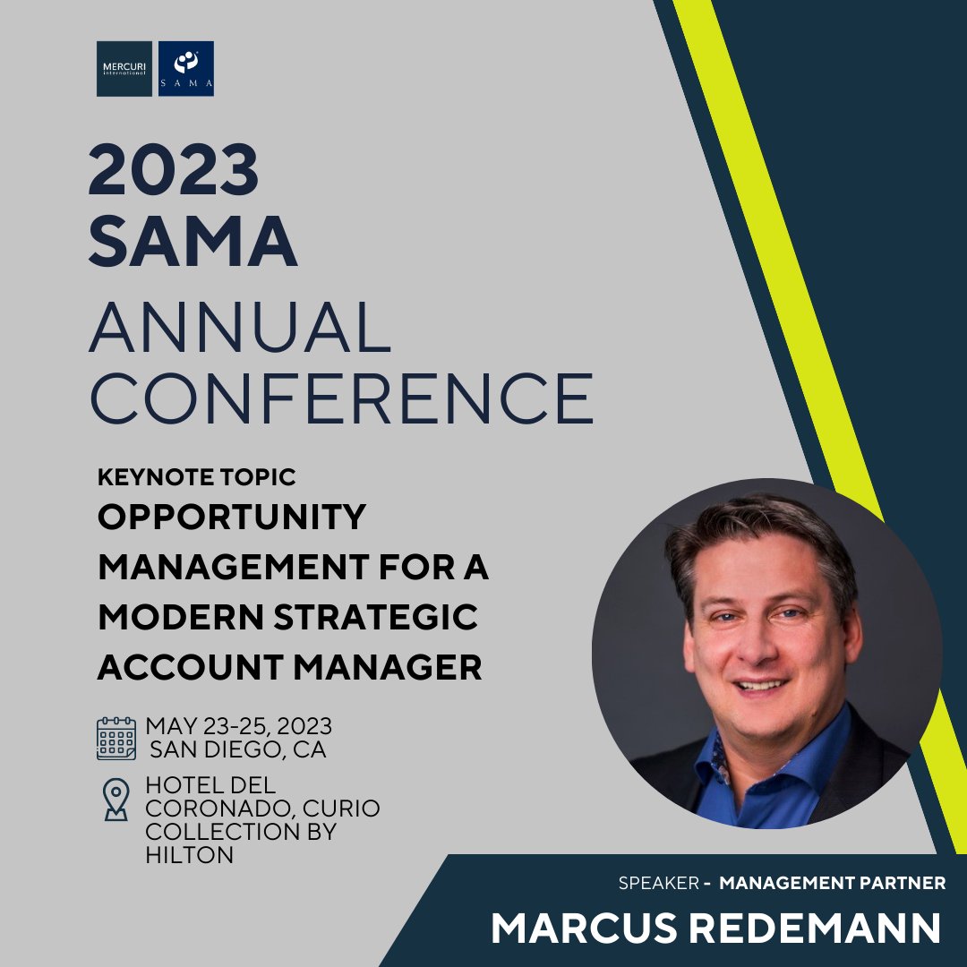 Say goodbye to one-size-fits-all approaches! Today's complex customer decision-making processes emphasise moving beyond a single system to win opportunities. Join Marcus Redemann at the 2023 SAMA Annual Conference to stay ahead of the game! 

#SAMACon23 #KeyAccountManagement