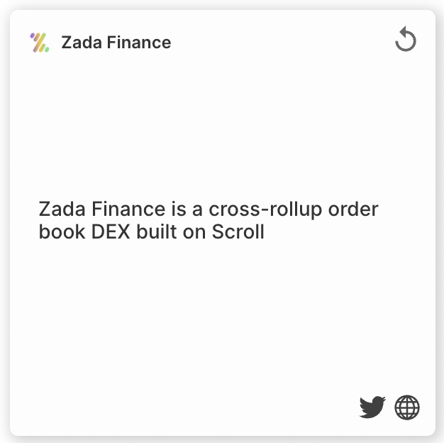 ZadaFinance's tweet image. 🌟Try to find zadafinance.com in scroll.io/alpha/ecosystem!

#Scroll #Scrollecosystem #L2