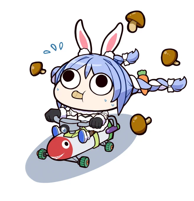 7位以下でルーレットで止まった食材を食べる企画! びっくりするくらいキノコにしか止まらなくて、キノコ爆食地獄のマリカーでしたね 味がしなくて辛そうだったけど、キノコはお肌にいいからねたはは #ぺこらーと