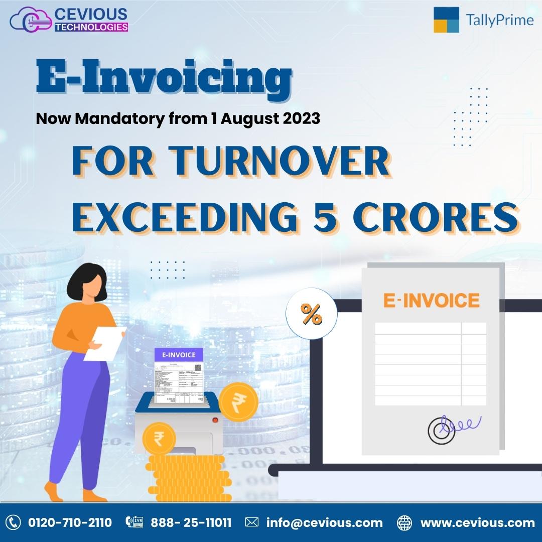 Streamlining Business Transactions: E-Invoicing Becomes Mandatory for Turnover Exceeding 5 Crores Starting 1 August 2023
.
.
#EInvoicing #TallyPrime #BusinessTransactions #Tally #StreamliningOperations #newupdates #TallySolutions #MandatoryEInvoicing #Turnover5Crores #CeviousTech