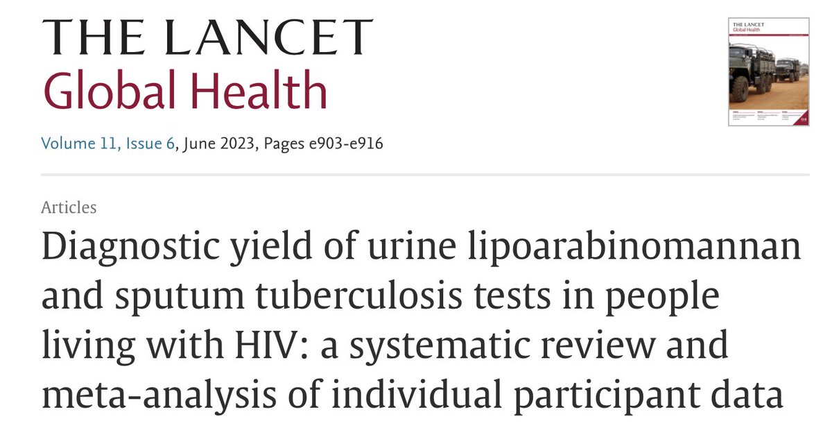 1/Published this week in Lancet Global Health: underlining importance of making urine LAM testing available (together with sputum Xpert) for people living with HIV requiring hospital admission - to expedite TB diagnosis and treatment thelancet.com/journals/langl…