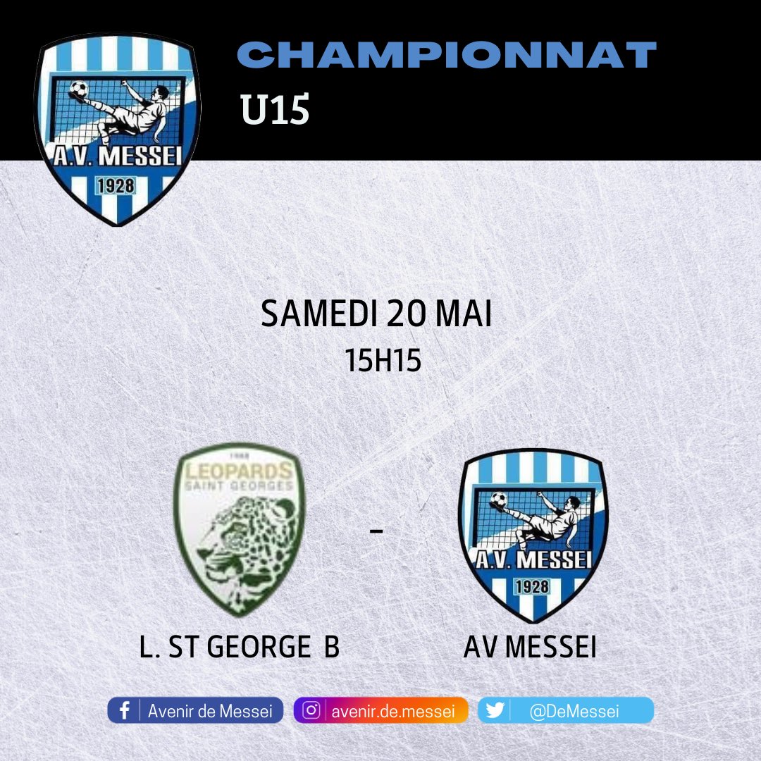 🔵⚪️ PROGRAMME DU WEEK-END ⚪️🔵

Nos U15 se déplaceront chez les Léopards pour y jouer leur dernier match de championnat de l'année ! ⚽️