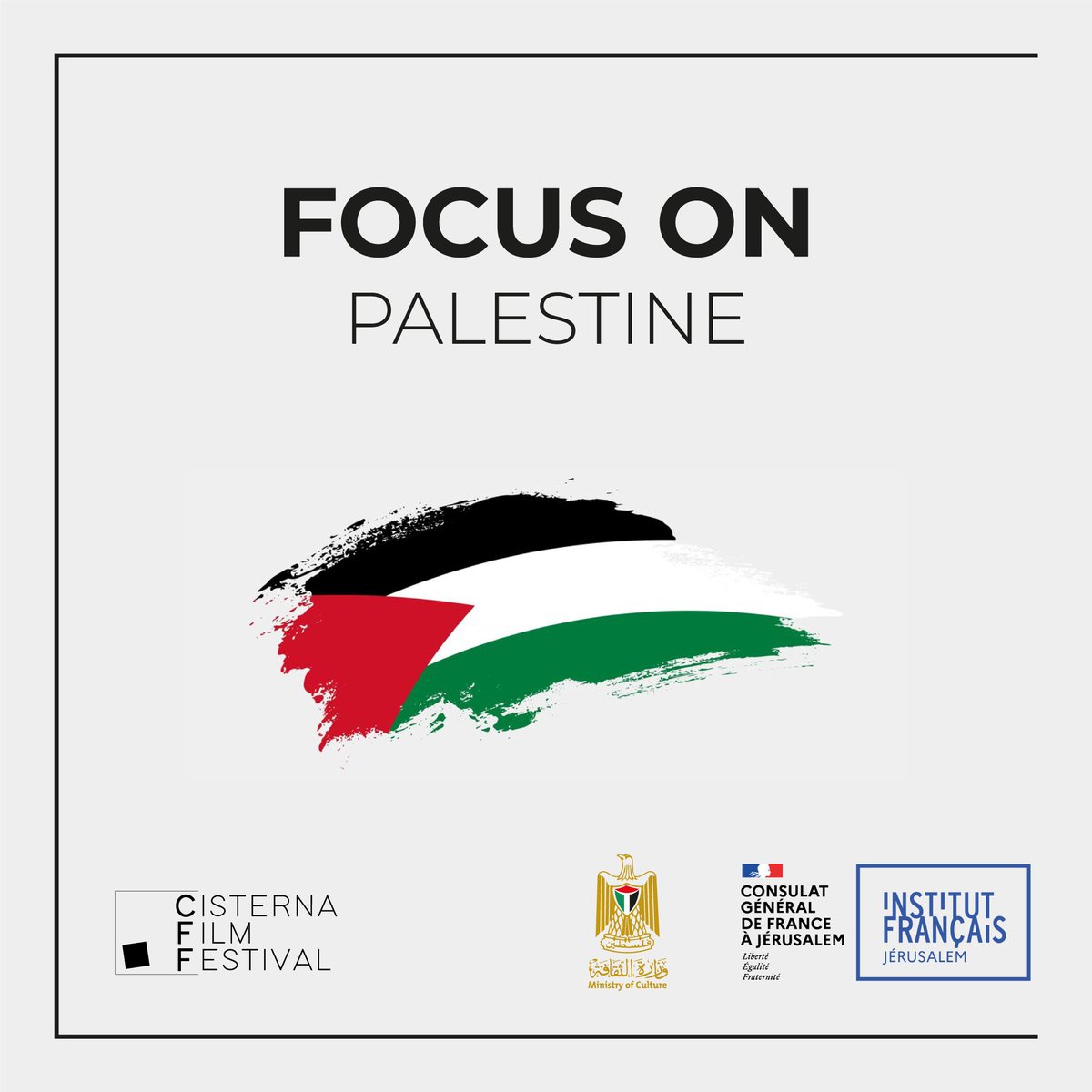 CisternaFF16's tweet photo. 9th Cisterna Film Festival dedicates the 𝗙𝗢𝗖𝗨𝗦 𝗢𝗡 section to Palestine. In collaboration with  𝗠𝗶𝗻𝗶𝘀𝘁𝗿𝘆 𝗼𝗳 ���𝘂𝗹𝘁𝘂𝗿𝗲, 𝗦𝘁𝗮𝘁�� 𝗼𝗳 𝗣𝗮𝗹𝗲𝘀𝘁𝗶𝗻𝗲, and 𝗖𝗼𝗻𝘀𝘂𝗹𝗮𝘁𝗲 𝗚𝗲𝗻𝗲𝗿𝗮𝗹 𝗼𝗳 𝗙𝗿𝗮𝗻𝗰𝗲 𝗶𝗻 𝗝𝗲𝗿𝘂𝘀𝗮𝗹𝗲𝗺.
#CFF9 #FocusOnPalestina https://t.co/HDgqwSq1z3