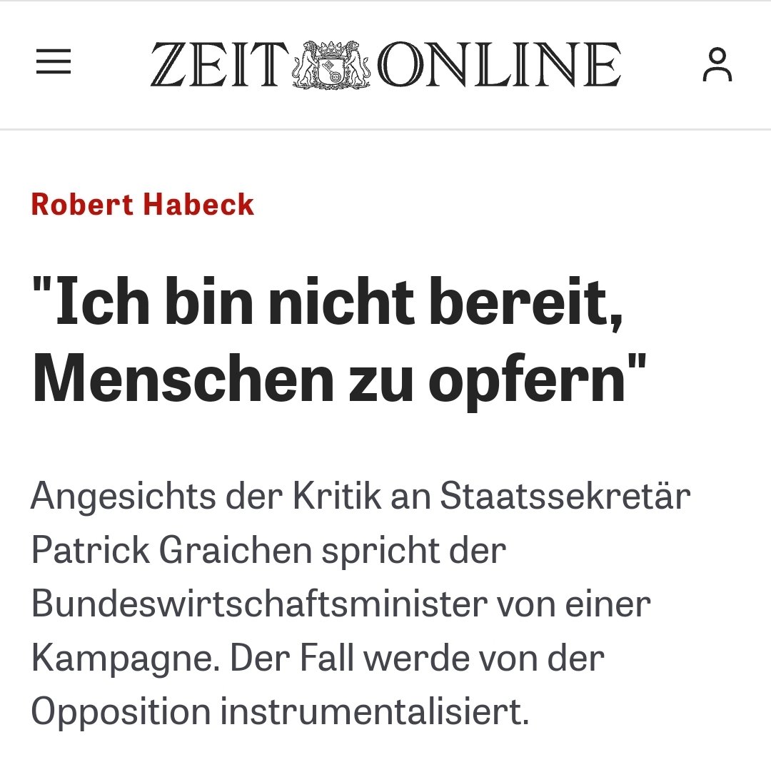 Ernst gemeint? 

Kann ein Mensch so wenig Problembewusstsein haben?

Verantwortlich ist Robert Habeck, nicht die Opposition, nicht die Presse und auch sonst niemand.

Offensichtlich fehlt aber jedes moralisches und ethisches Bewusstsein 🦹‍♀️

#Graichen #GraichenRuecktritt