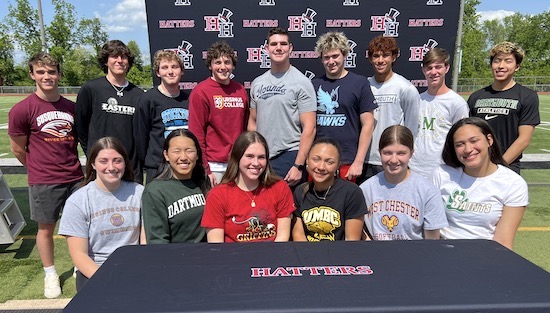 Fifteen Hatboro-Horsham seniors were recognized Thursday for committing to compete in collegiate sports. @HH_Athletics_ @HH_Schools @hattersoftball @HattersLacrosse @hattersbaseball @hattersswimteam @HHFball suburbanonesports.com/college-signin…