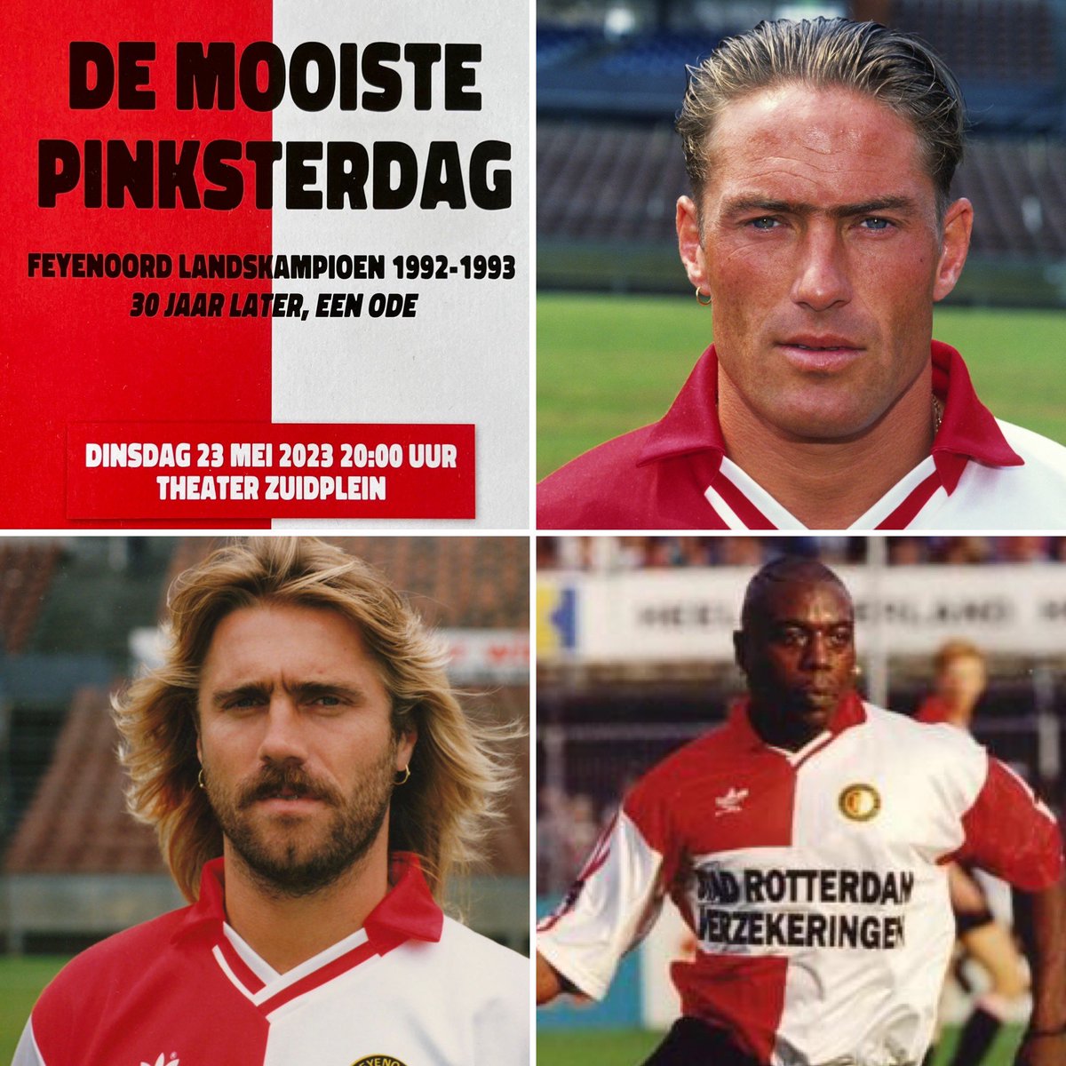 🔜 Geluid van Zuid afl. 27:
‘De Mooiste Pinksterdag’ 
<a href="/TheaterZ/">Theater Zuidplein</a>  🎭🎙️ 23-5-‘23

Gasten: John de Wolf, Ruud Heus en Ulrich van Gobbel

Muziek: Kevin Stageline

Dresscode: 🔴⚪️ (‘92-‘93)

🚨 laatste kaarten: bit.ly/3OlAbKv