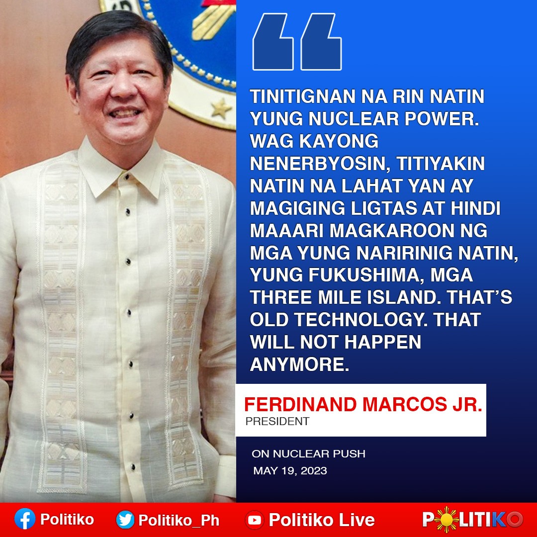 President Ferdinand Marcos Jr. (@bongbongmarcos) reiterated on Friday the possibility of utilizing nuclear energy to beef up the country’s power supply.

FULL STORY: bit.ly/41LwCk0