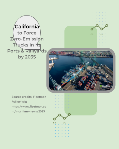 FrontMPlatform's tweet image. California to force zero-emission trucks in its ports &amp;amp; railyards by 2035. #maritimenews #shipping