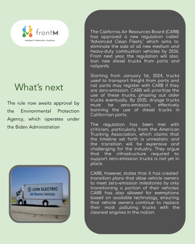 FrontMPlatform's tweet image. California to force zero-emission trucks in its ports &amp;amp; railyards by 2035. #maritimenews #shipping
