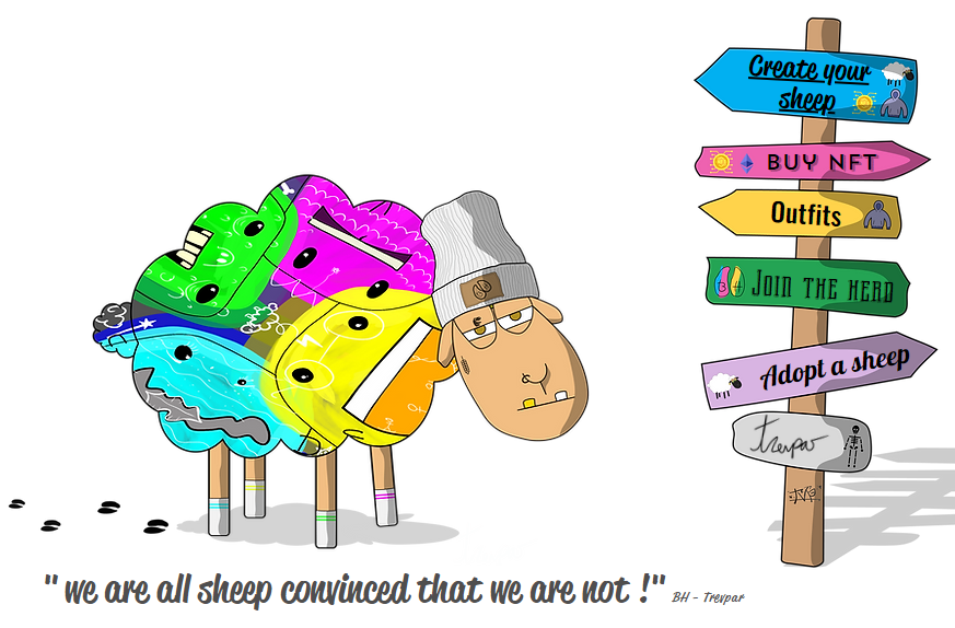 1CrypTina's tweet photo. Immerse yourself in the captivating world of #FashionNFT where the sheep become a symbol of style! 🐑

🌎 https://t.co/qufGeotoBD 🐑

👨‍🎨 @Trevpar1

Their mantra: We are all sheep, convinced that we are not! So we should assume it and share it with style 🤟

Explore personalized #NFTs and custom hoodies crafted with passion ❤️

🐑 Béééé-mazing and become part of the largest herd in the world!