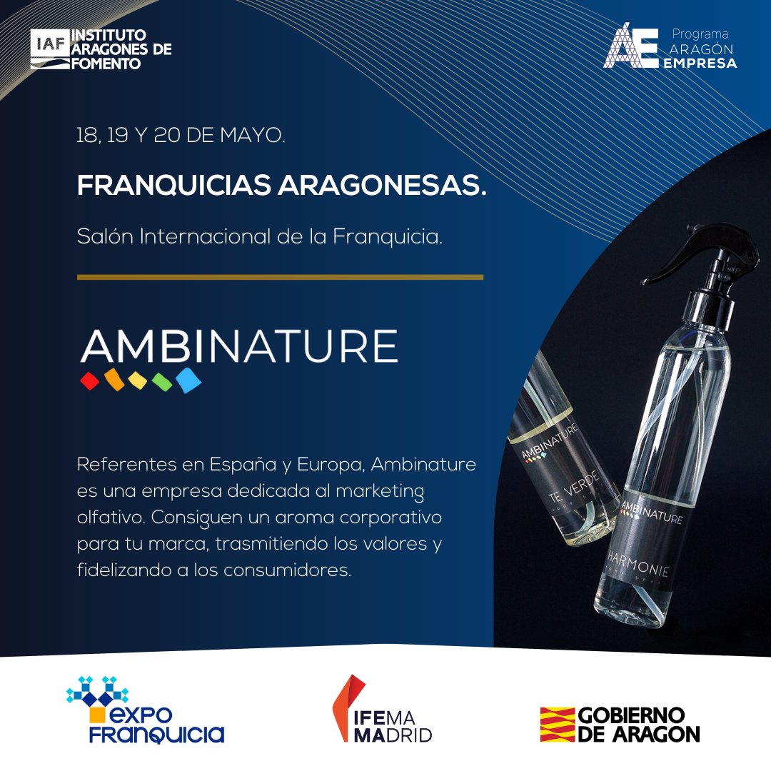 👉🏻 Ecoadvance, dedicados al tratamiento de aguas.
👉🏻 Aacustica, especializados en ingeniería acústica.
👉🏻 Ambinature, referentes en el marketing olfativo.

📍 La feria referente en el modelo franquiciador de negocio a nivel nacional celebra su XXVII edición