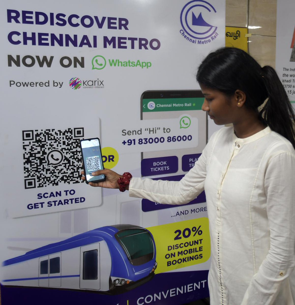 Travel made effortless for over 3 Lakh commuters using the Chennai metro daily. In just a few hours of the launch of the WhatsApp chatbot-based QR ticketing service for CMRL, we witnessed over 50k user engagements!

Providing a wide array of digital services, this solution…