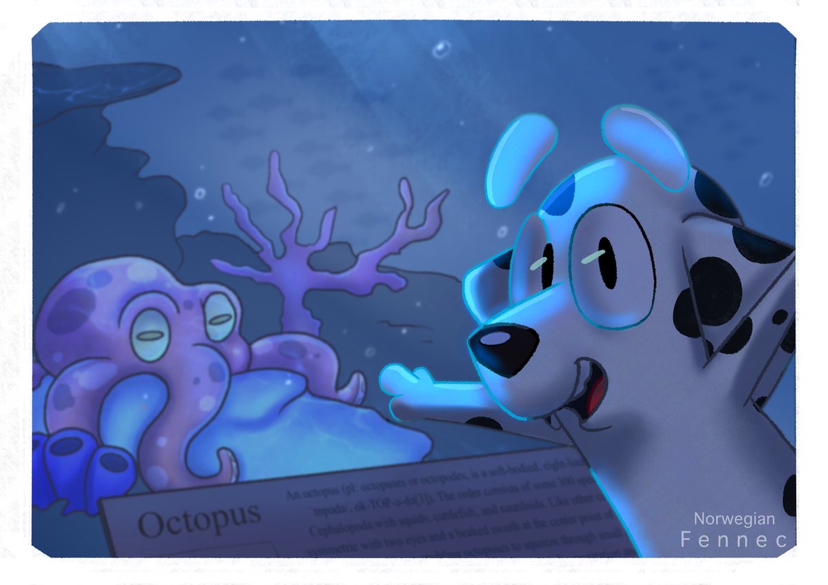 More #blueyfanart #Bluey.

Chloe finally got to see a real octopus! 🐙💙