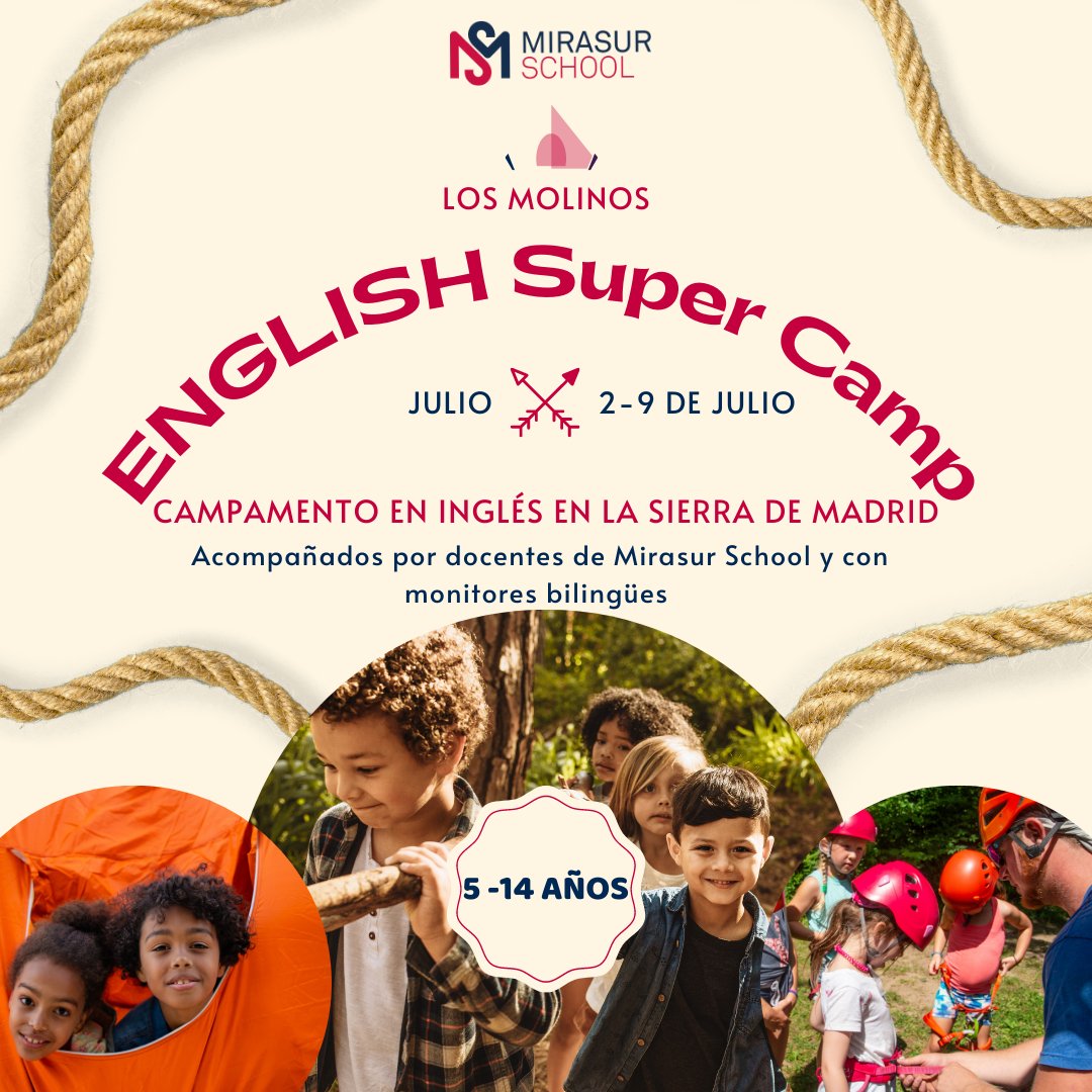 🇬🇧¡Tenemos el Campamento en Inglés que estás buscando!🇬🇧
1 semana en la Sierra de Madrid con monitores bilingües y divertidas actividades para mejorar el inglés durante el verano.
✍️ bit.ly/41ItcON
ℹ️raulcastillo@colegiomirasur.com