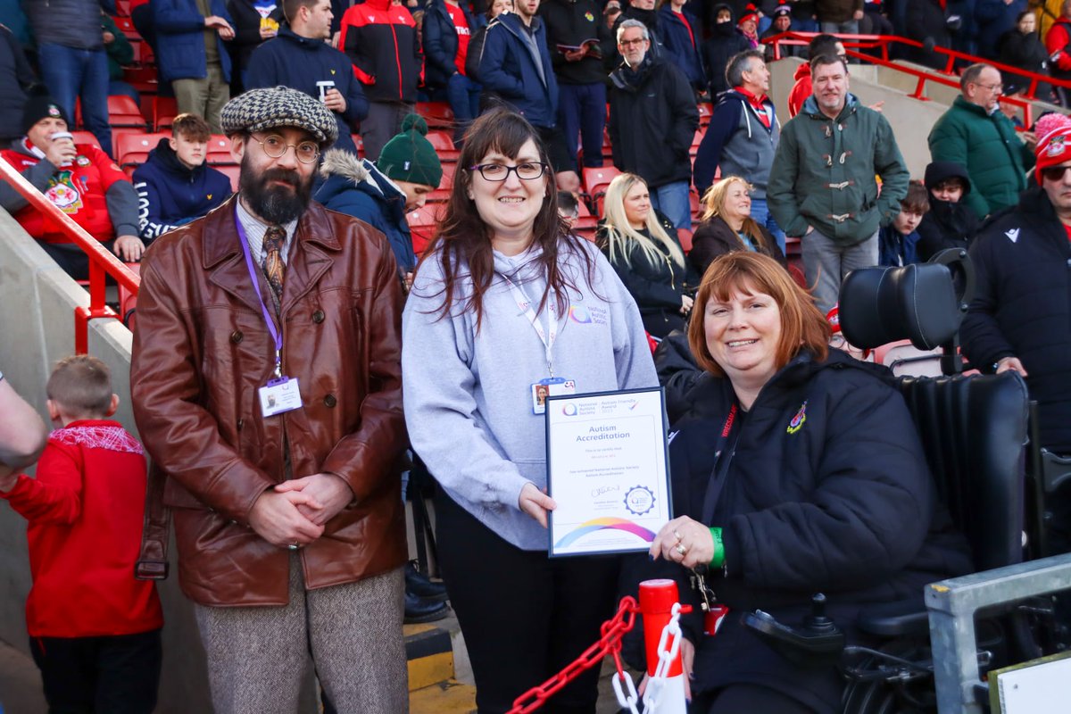 Congratulations to @Wrexham_AFC on achieving our Autism Friendly Award. We welcome the Club’s commitment to providing an inclusive experience for autistic supporters and their families 👏 bit.ly/3BBHne9