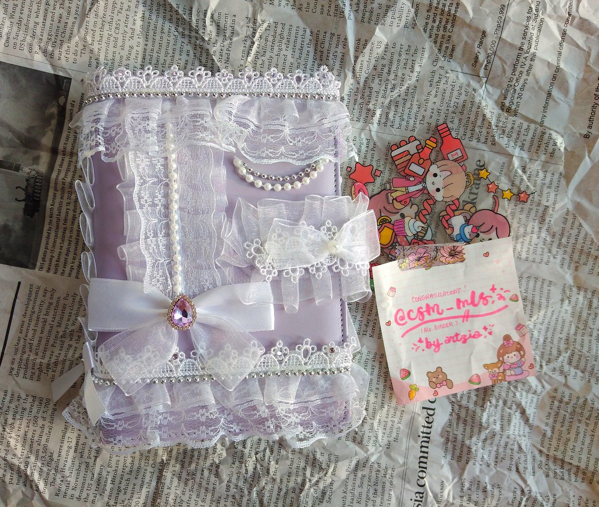 csm_mls's tweet photo. ⊹⁺˖ #csm_mails ˖⁺⊹
— Hello po @artziaaa ! The binder arrived safely ~🫶 It's so pretty ㅠㅠ💜 Thank you so much po for the giveaway!! 🥺🫶 https://t.co/U1zif3efu3