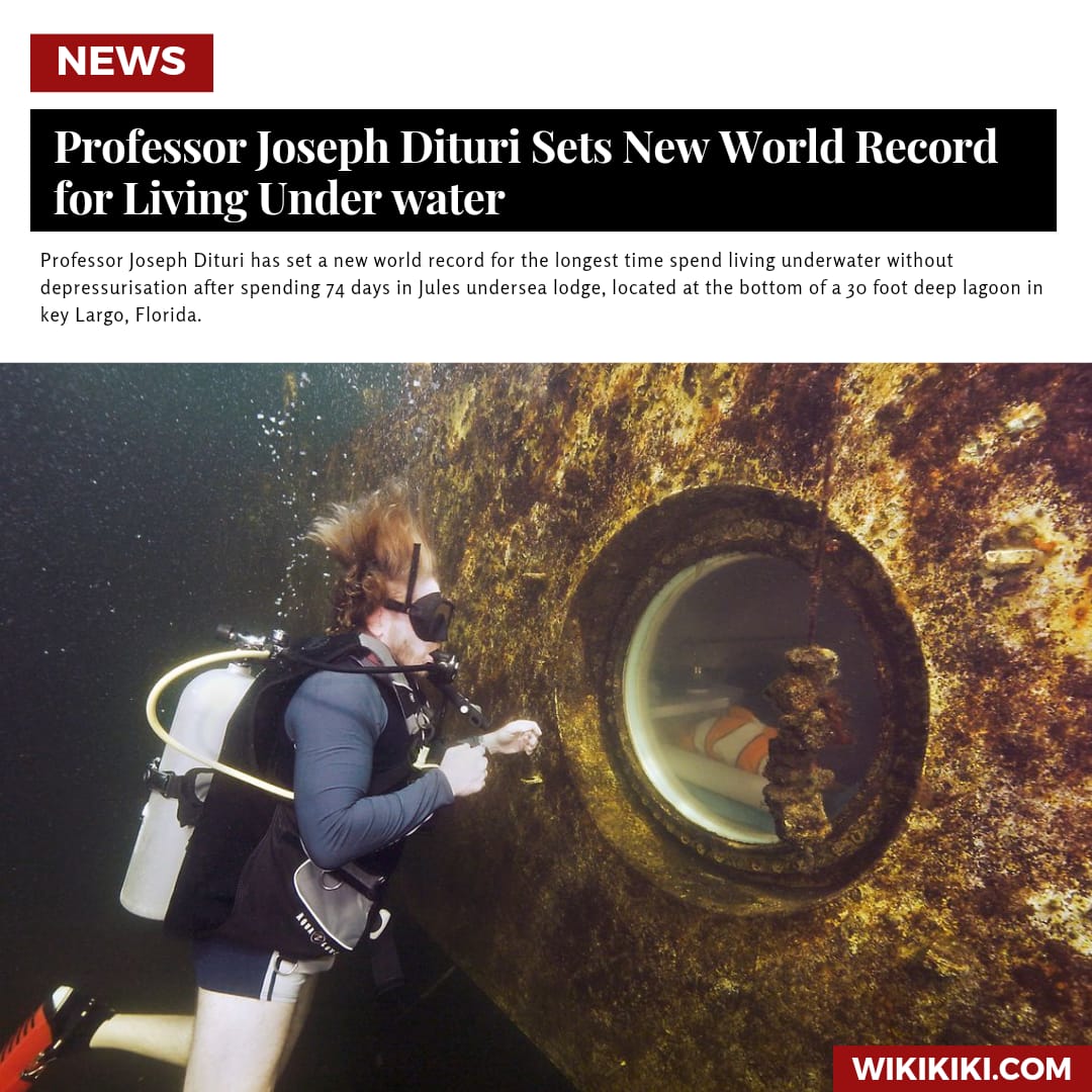 Professor Joseph Dituri Sets New World Record for Living Underwater...

wikikiki.com/professor-jose…

#josephdituri #josephdituiri #josephdituri100daysunderwater #underwater #worldrecord #record #guiness #wikikiki #wiki #newworldrecord #southfloridaprofessor #underwaterrecord