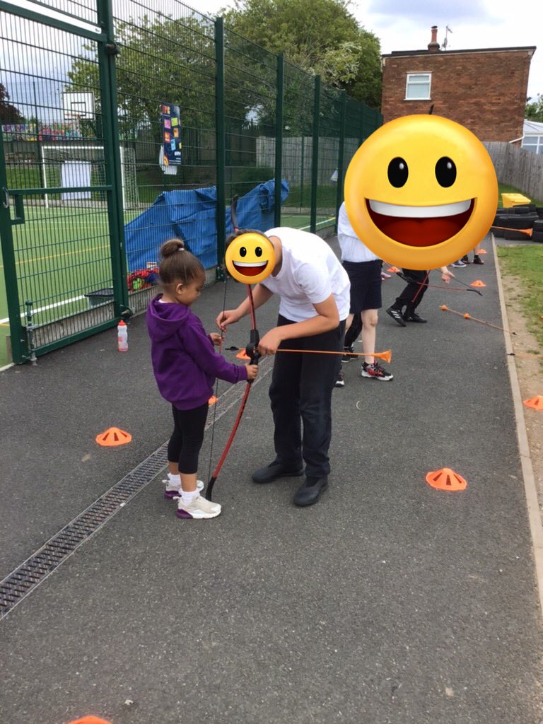 westheathprim's tweet photo. Class 1 really enjoyed working with the Year 5 during their PE lesson this week. Year 5 lead the children around a carousel of activities teaching them the steps and skills required for each task. #WHPSClass1 #WHPSPE #WHPSEyfs ⚽️🏹 https://t.co/0bSC15GoIo