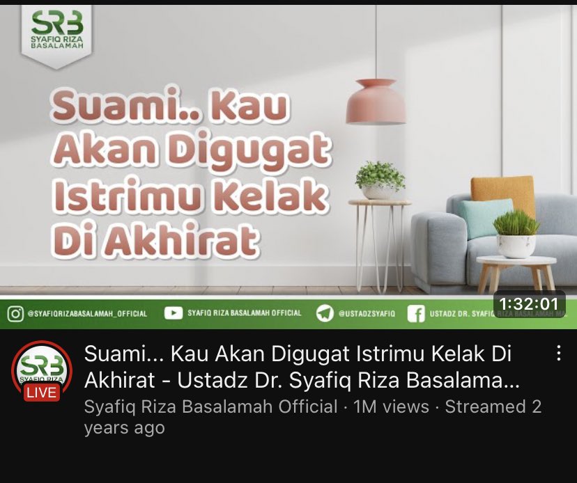 lilaccountz's tweet image. Gausa muluk2 ikut kajian pra nikah dech, w tantang u yg cowo muslim (mau udh nikah atau belum) dengerin + memahami salah satu ceramahnya ust Syafiq Riza Basalamah ttg suami yg ini ampe kelar. Klo bisa, w kasi 100 jempol minjem jempol tetangga sekomplek 👍
